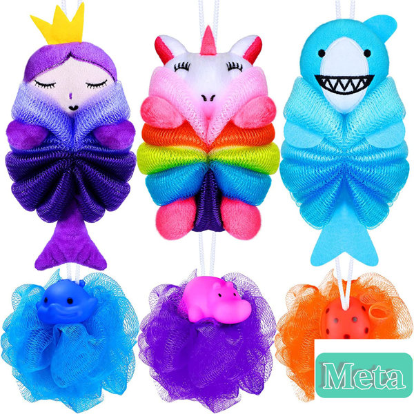 Meta Tarmor 6 Pieces Kids Bath Sponge Set Child Shower Unicorn Sponge